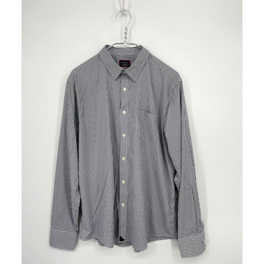 UNTUCKit Shirt Mens XL Black White Plaid Button Up Wagner Performance